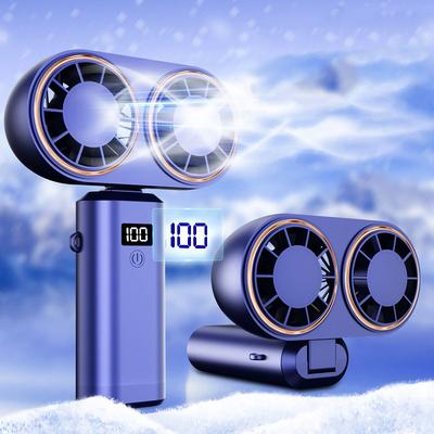 2025 New Portable Double-head Fan, 5 Speeds Adjustable From 3 To 6 Hours of Autonomy