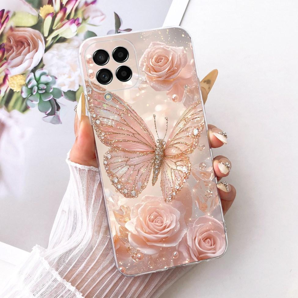 Clear For Samsung M53 5G Case Luxury Fashion Butterfly Funny Cute Painted Cover For Samsung Galaxy M53 5G SM-M536B Casing