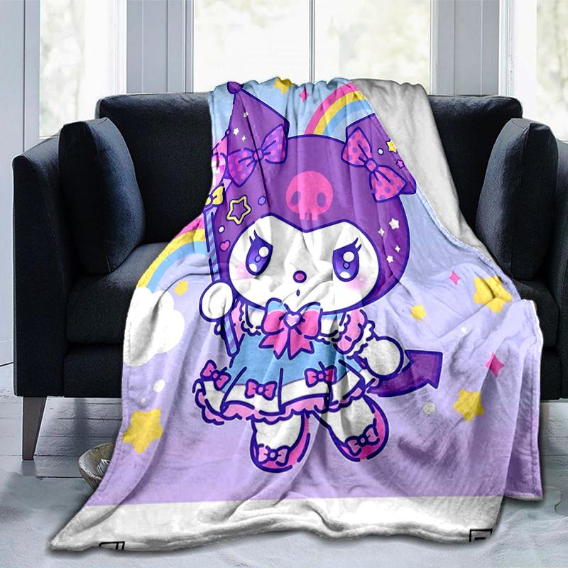 1pc Rainbow Kuromi Blanket, Perfect for Home Decor, All Seasons Use, Living Room, Travel, Camping, Car Blankets, Beach, Office Naps, Gift Idea for Fam