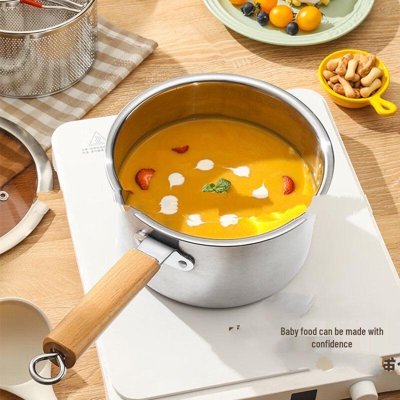 Wutuo 18cm 304 Stainless Steel Multi-Purpose Pot with Frying Basket