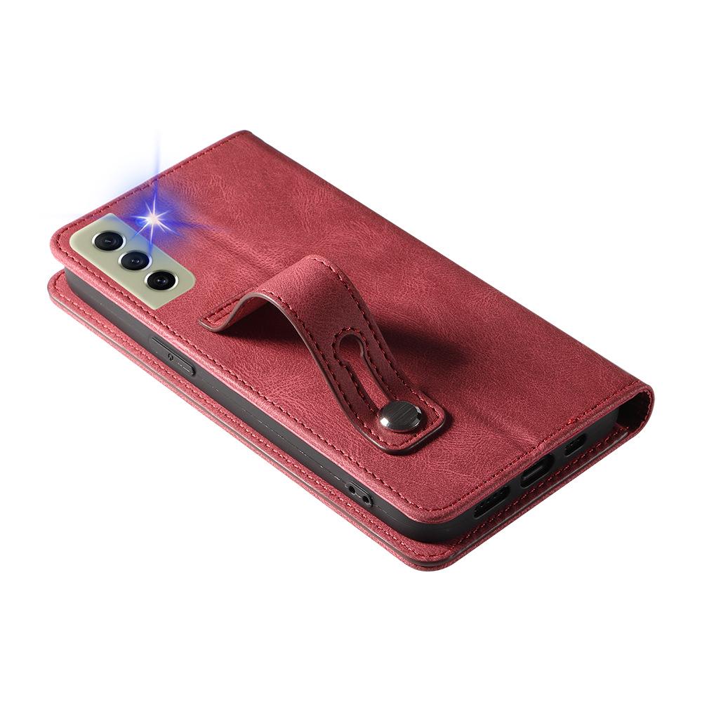 Kožené pouzdro pro Samsung S21 FE s poutkem na zápěstí a magnetickým zapínáním - kompatibilní s A22 5G, S20, S10, A51 - ochranný kryt