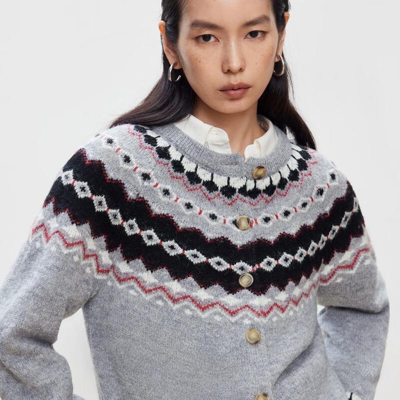 ONLY Women's Nordic Style Wool Blend Knit Cardigan