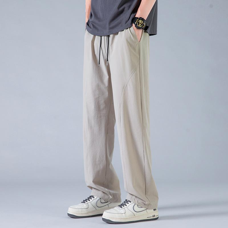 

Брюки из ледяного шелка мужские летние прохладные быстросохнущие прямые повседневные брюки мужские молодежные свободные дышащие тонкие спортивные брюки 4XL