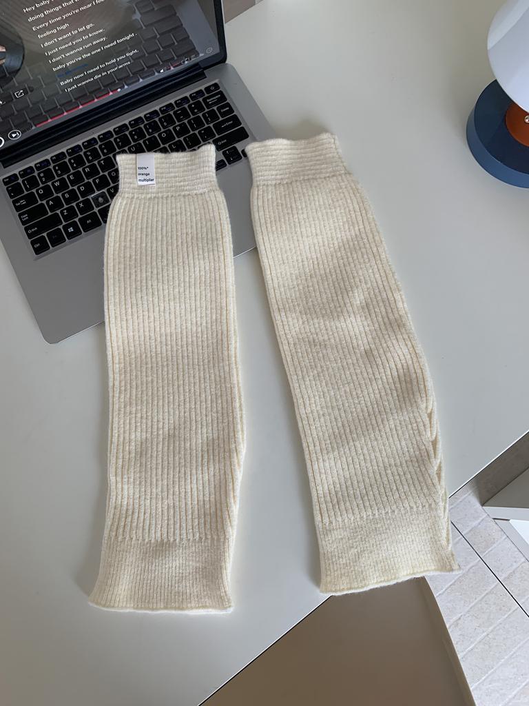 Gray Women's Autumn Winter Thickened Warm Acrylic/Polyester/Nylon Pile Socks Label Fashionable Slimming Korean Style Leg Warmers