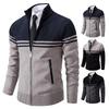 Men's Autumn Loose Casual Thickened Colorblock Stand Collar Knitted Cardigan