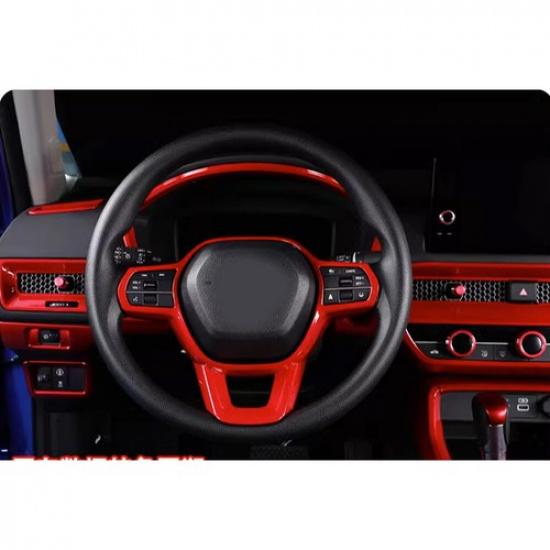 Steering Wheel Border Panel Cover Trim For Honda Civic 11th - Bright Red
