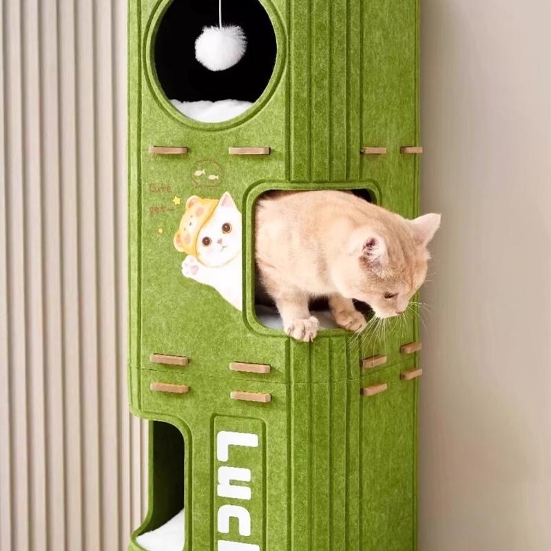 Cat House Villa Felt Wear-Resistant Cat House All-Season Multi-Layer Warm Cat Climbing Frame Lint Remover And Scratching Board