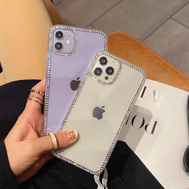 Rhinestone Transparent Mobile Phone Case for IPhone15promax Light Luxury for Apple 16pro Anti-fall Creative 14 Women's Model