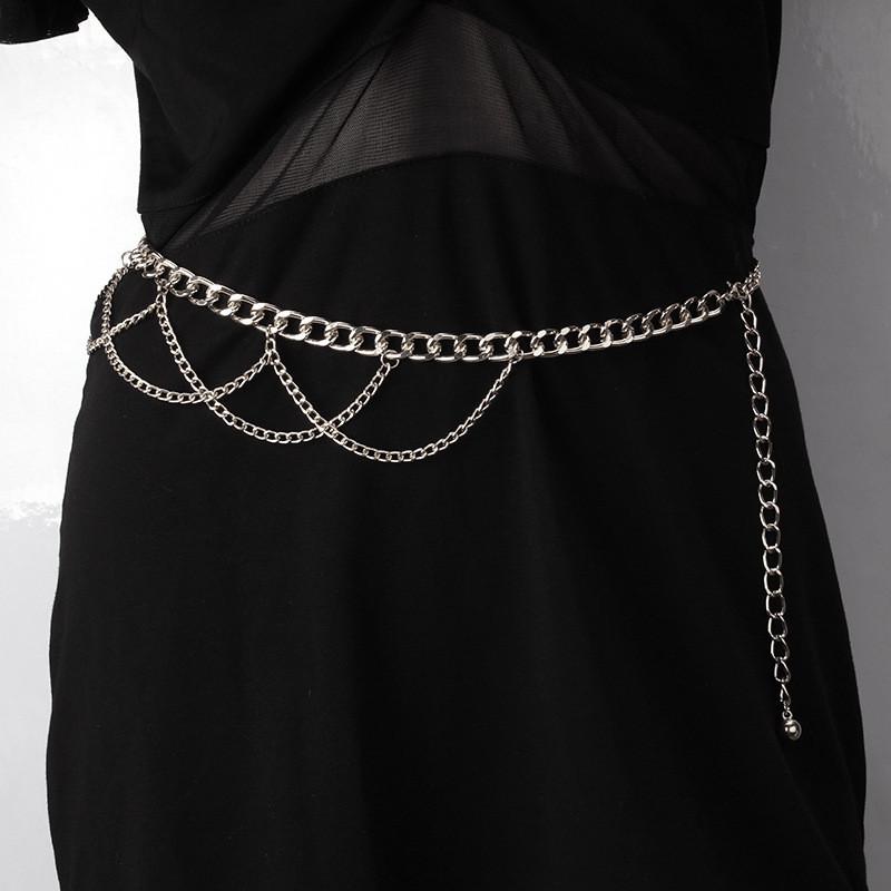 

Hip Hop Metal Chain Waist Belt With Round Pendant For Women Summer Fashion Accessory срібний