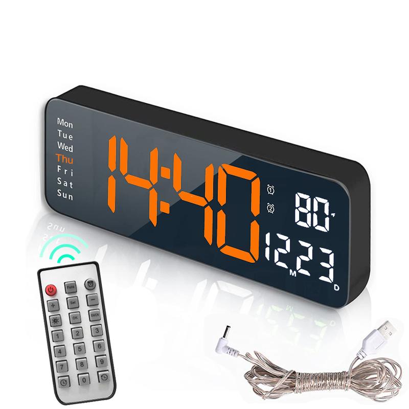 Orologio da Parete Digitale LED Intelligente Silenzioso da 10 Pollici Sveglia Elettronica Orologio da Scrivania Moderno Minimalista Termometro Calendario Cubo del Tempo Decorazione per la Casa
