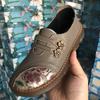 Scarpe Singole Femminili Retro Piatti Scarpe da Mamma Signore di Mezza Età Casual Fondo Morbido Scarpe in Pelle