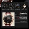 OLEVS Men's Stylish Waterproof Watch with Brown Leather Strap, Date Display, Analog Quartz, Black Dial
