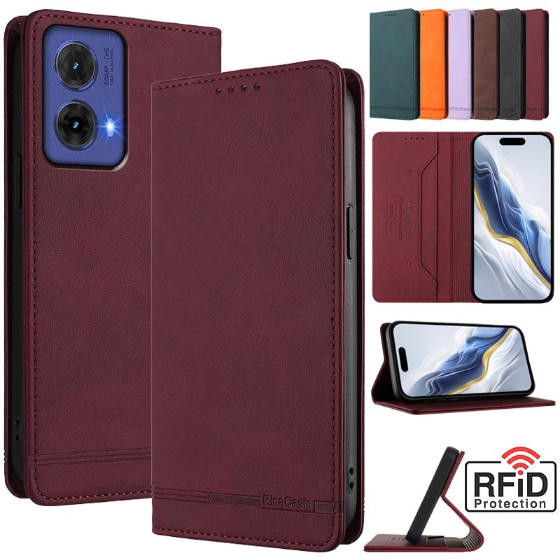 Leather Retro Anti-theft Wallet Flip Case For Motorola MOTO G85 G75 G45 G55 G35 5G G15 Power G05 Phone Cover Magnetic Hasp Card