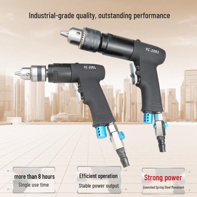 1/2 Inch Forward-Reverse Air Drill - 3/8 Inch Industrial-Grade Pneumatic Drill & Paint Mixer