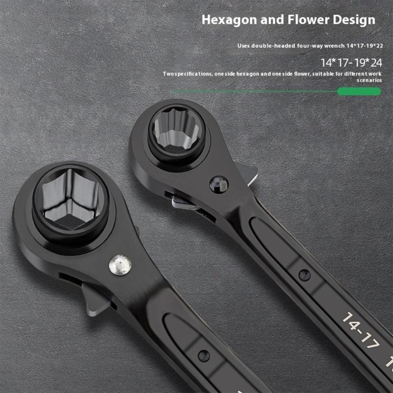 2-Wege-umkehrbarer Steckschlüssel Doppelkopfkonfiguration 4 Funktionsmodi Ergonomischer Griff Professionelles Werkzeug