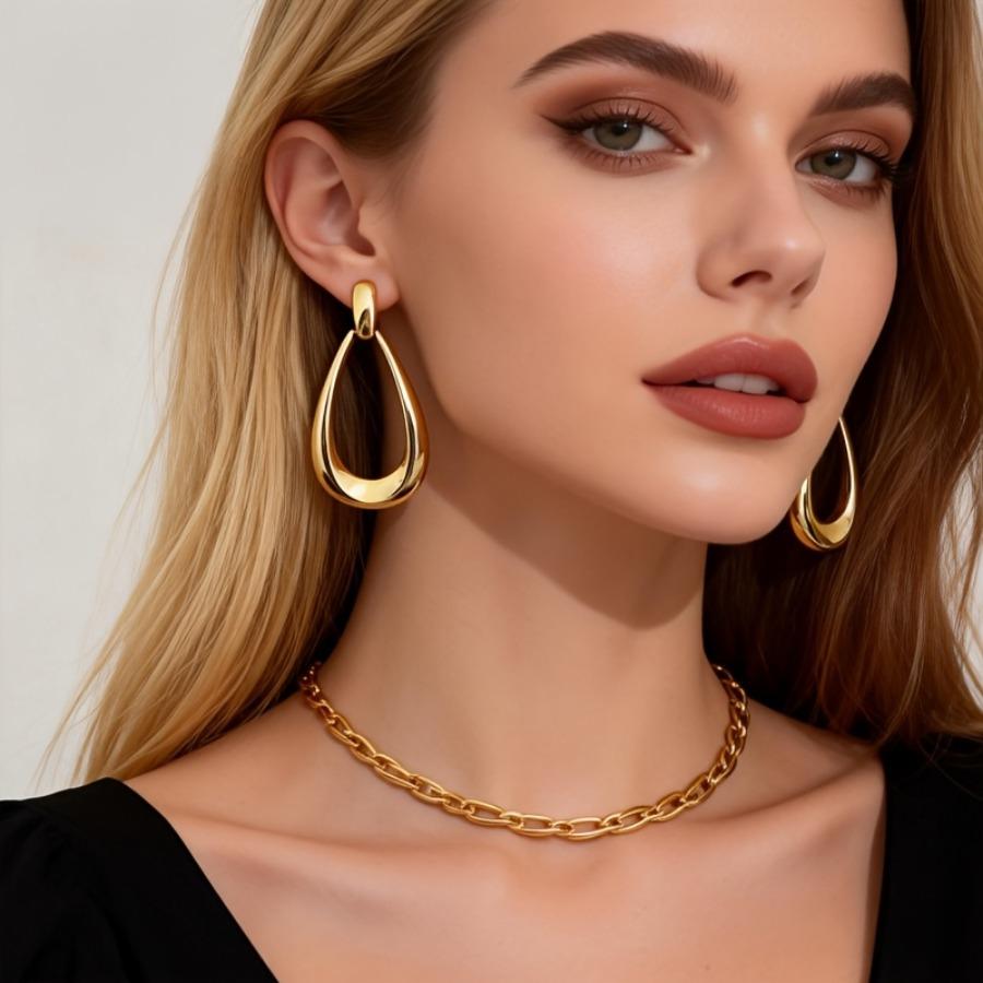 Golden Teardrop Earrings, Fade-Resistant, Comfortable & Versatile - Simple Elegant Jewelry for Women - Daily Wear or Party Fashion Accessory