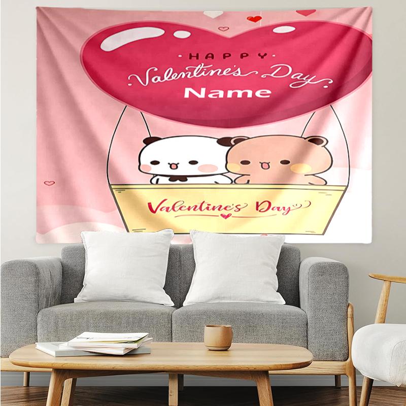 Custom Name Bubu Dudu Print Tapestry, Backdrop, Easy Setup, Ideal for Bedroom, Office & Living Room, with Aesthetic Wall Hanging Decor.