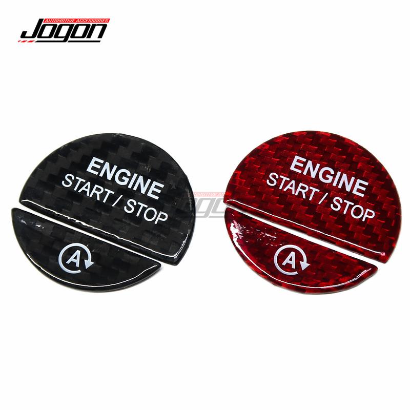 2pcs Auto Parts Carbon Fiber Car Interior Engine Start Stop Button Cover Trim For Mercedes Benz C S Class W206 W223  +
