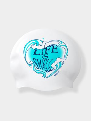 BARREL Heartswell No-Wrinkle Swim Cap White (B5Suasc003Wht)