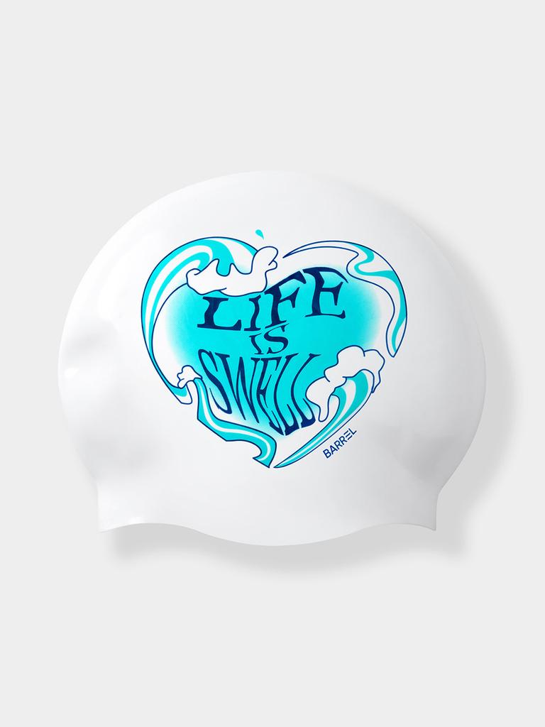 BARREL Heartswell No-Wrinkle Swim Cap White (B5Suasc003Wht)