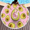 Tropical Fruit Avocado Round Beach Towel Microfiber Boho Round Hawaiian Beach Blanket Sand Proof Circle Swim Towel with Tassels