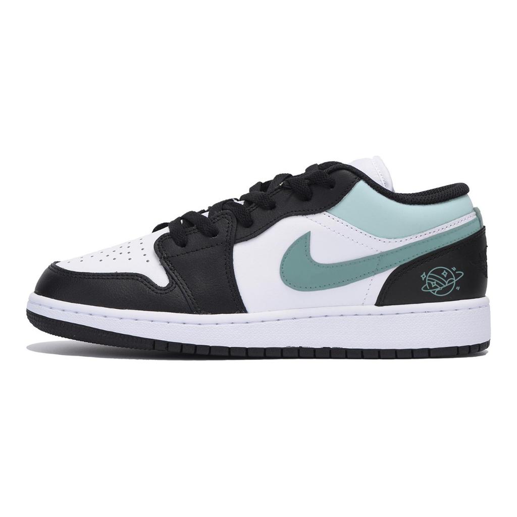 Jordan Air Jordan 1 Abrasion Resistant Slip Resistant Low top Vintage Basketball Shoes Men's Black White Green 553558-131(Team85-)