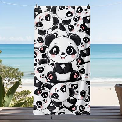 1pc Cute Panda Pattern Beach Towel, Super Soft Quick-Dry, Multi-Use Towel for Swimming Pool Camping Picnic Beach Travel Yoga