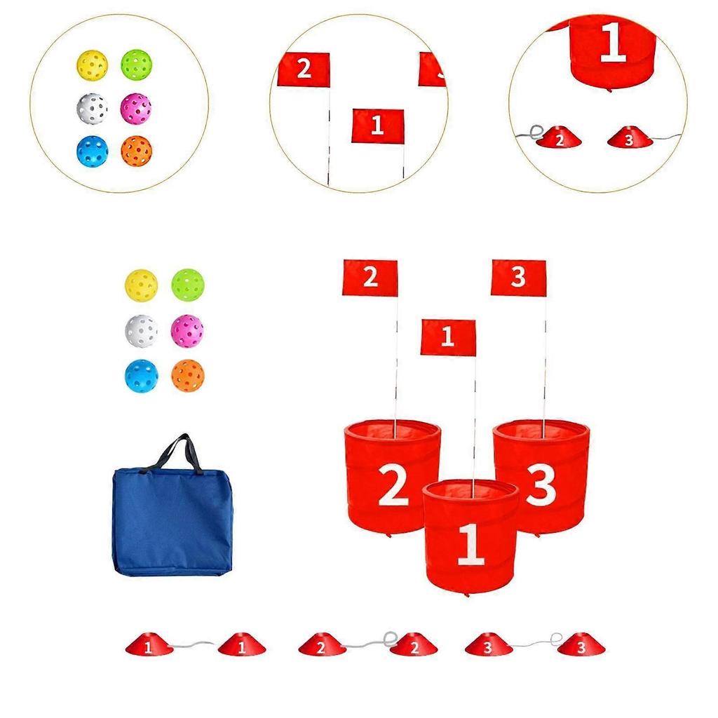Golf Game Set Chipping Practice Outdoor Portable Park Beach Foldable Buckets 3 Buckets