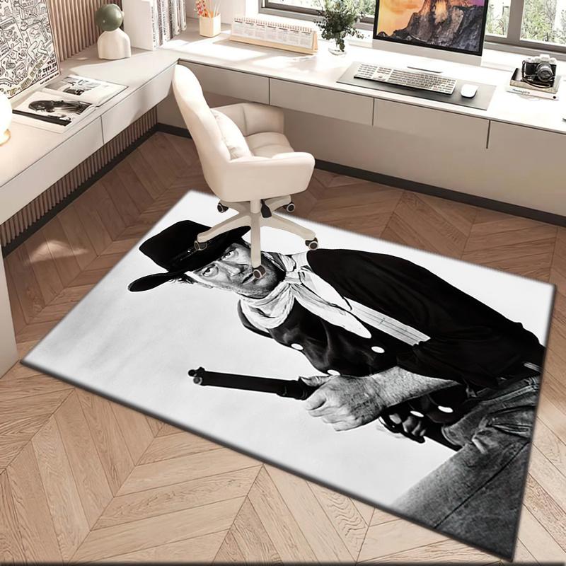 1pc John Wayne with a gun Carpet Rug for Living Room Bedroom Home Sofa Decoration,Kids play Non-slip Floor Mat