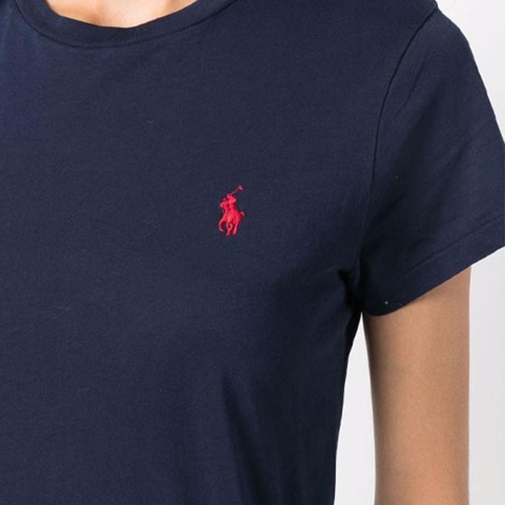 Polo Ralph Lauren Solid Color Embroidered Short Sleeve T-Shirt Women tops Blue 211847073-010