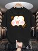 Cute Blush Bunny Unisexs Crew Neck T Shirt Kawaii Cartoon White Rabbit Open Mouth Doodle Graphic Short Sleeve Casual Street Tops