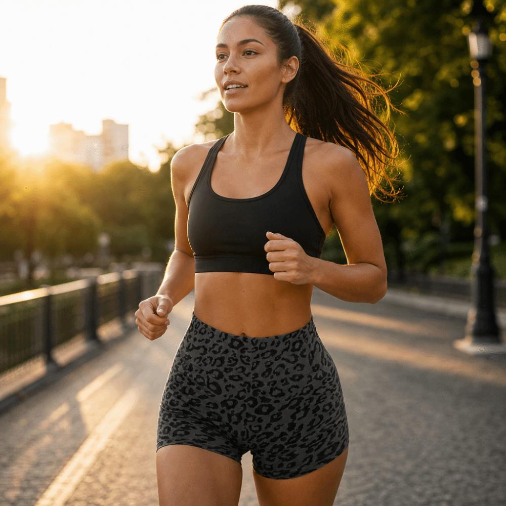Leopard Seamless Shorts Hip Liftting Yoga Shorts Summer Women Slim Leggings Running