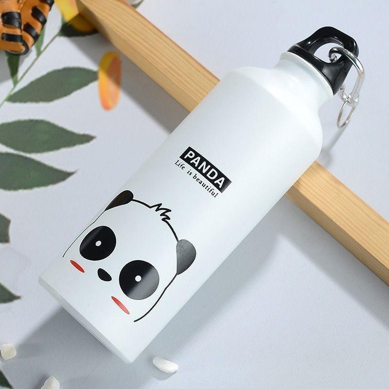 Lovely Animal Outdoor Aluminium Sports Water Bottle for Cycling Camping Hiking Beach School Kids Water Bottle with Handheld Ring
