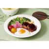Skater Easy-Scoop Plate, Wood Grain Cream, Durable Plastic, Biomass-Based, Microwave and Dishwasher Safe, NPLS2B-A