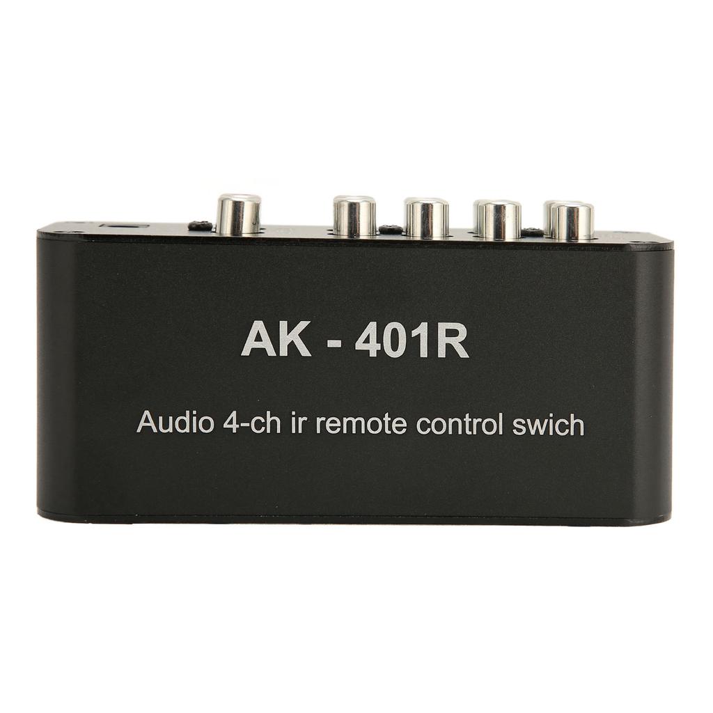 4 Way RCA Switcher Multifunctional 4 In 1 Out RCA Stereo Switch Selector with IR Remote Control for