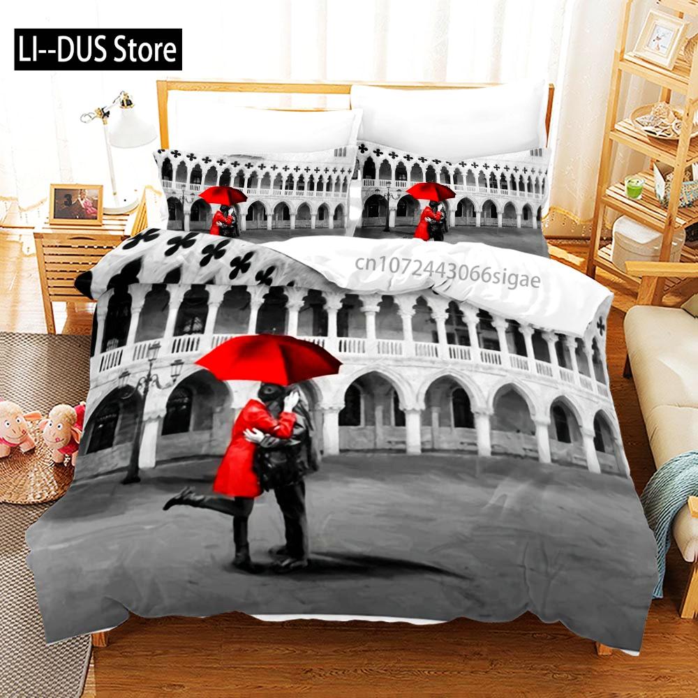 King Queen Lovers Bedding Set Single Twin Full Queen King Size Lover Oil Painting Bed Set Aldult Kid Kawaii Duvetcover 001