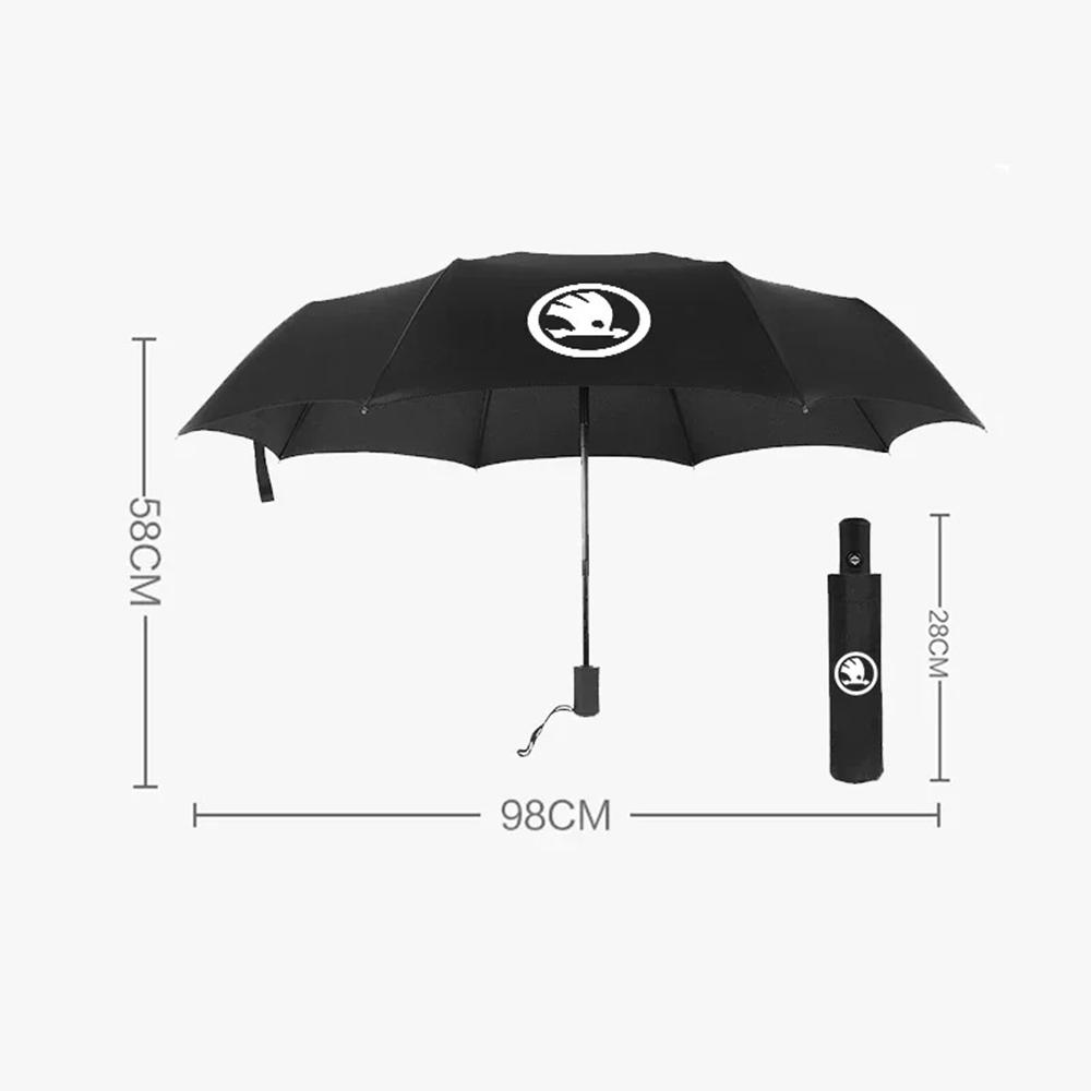 AAABO1 Car Styling Portable Automatic 3-Fold Umbrella for Skoda Vehicles Suitable for Superb, Octavia, Rapid, Kodiaq, Kamiq, Karoq