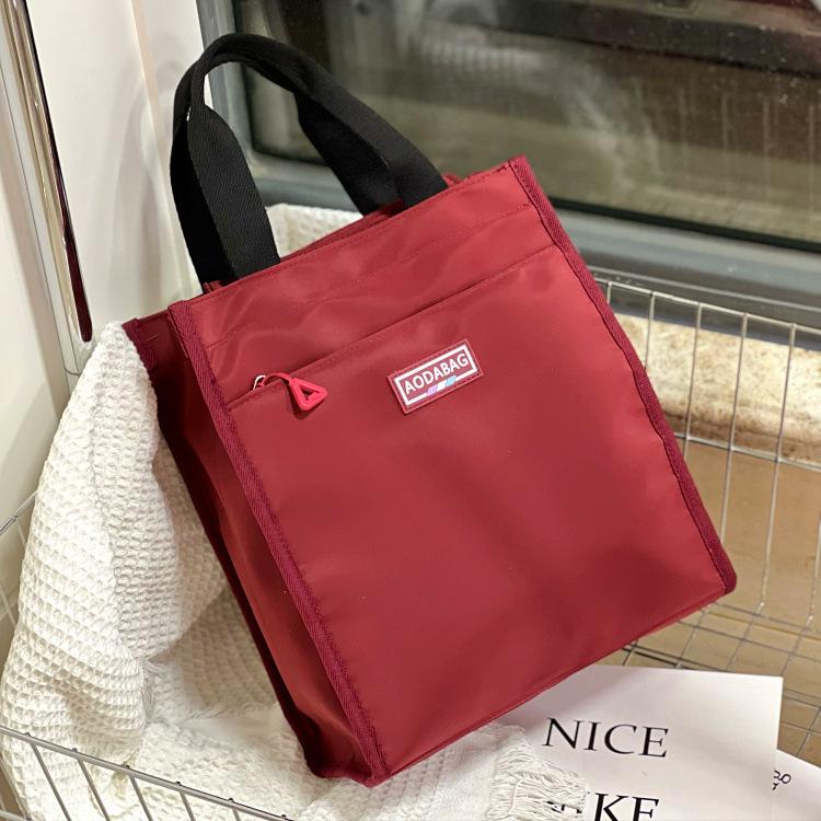 New large contrasting color portable lunch box bag, student carry bento bag at work, make-up bag, file bag, hand carry mommy