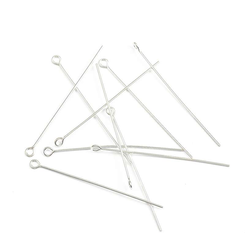 [15-50mm] 925 Sterling Silver Eye Head Pins Flat Head Pins T Shape Needles Ball Head Pins for Jewelry Making DIY 2pcs