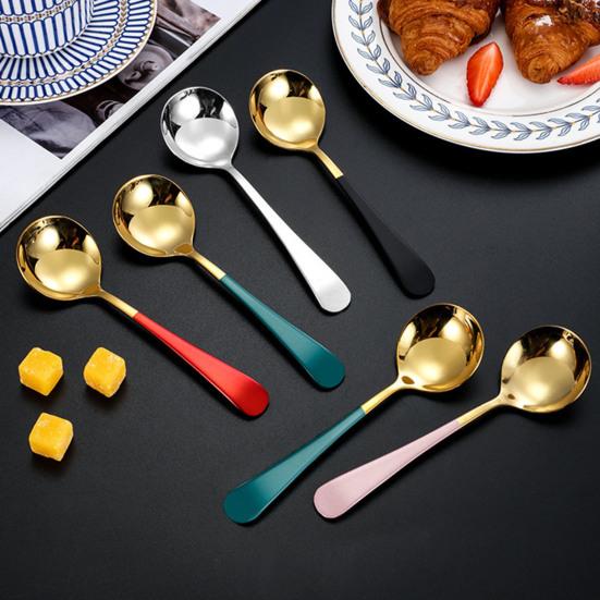 Stainless Steel Dessert Spoon Smooth Modern Spoons Design Coffee Soup Edge Kids Rust-Proof Dishwasher