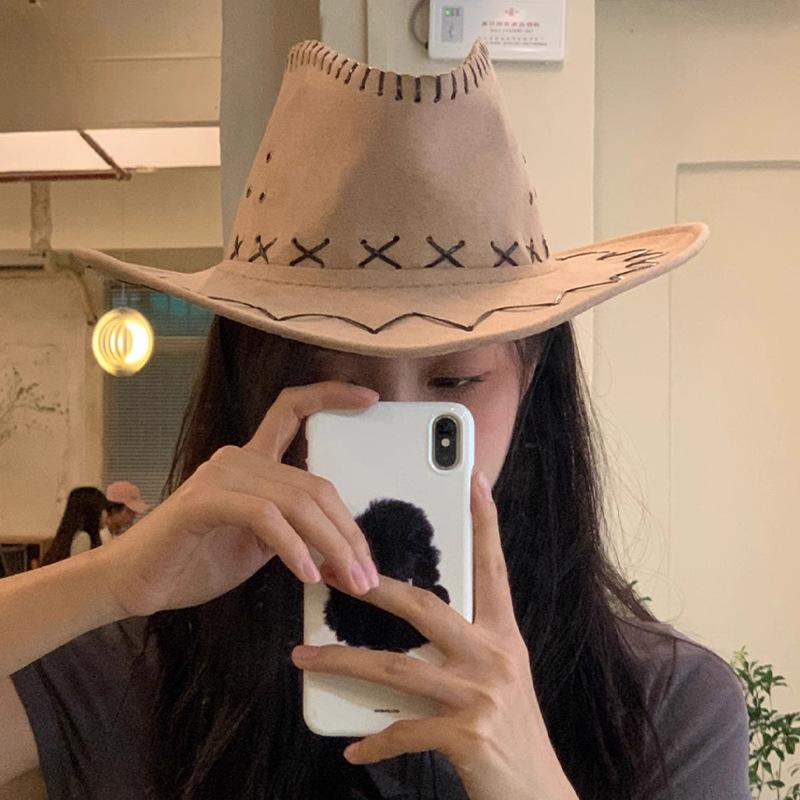 Summer Western Cowboy Hat Women Casual Sun Protection Hat Street Retro Face Showing Little Knight Hat Sun Protection Travel