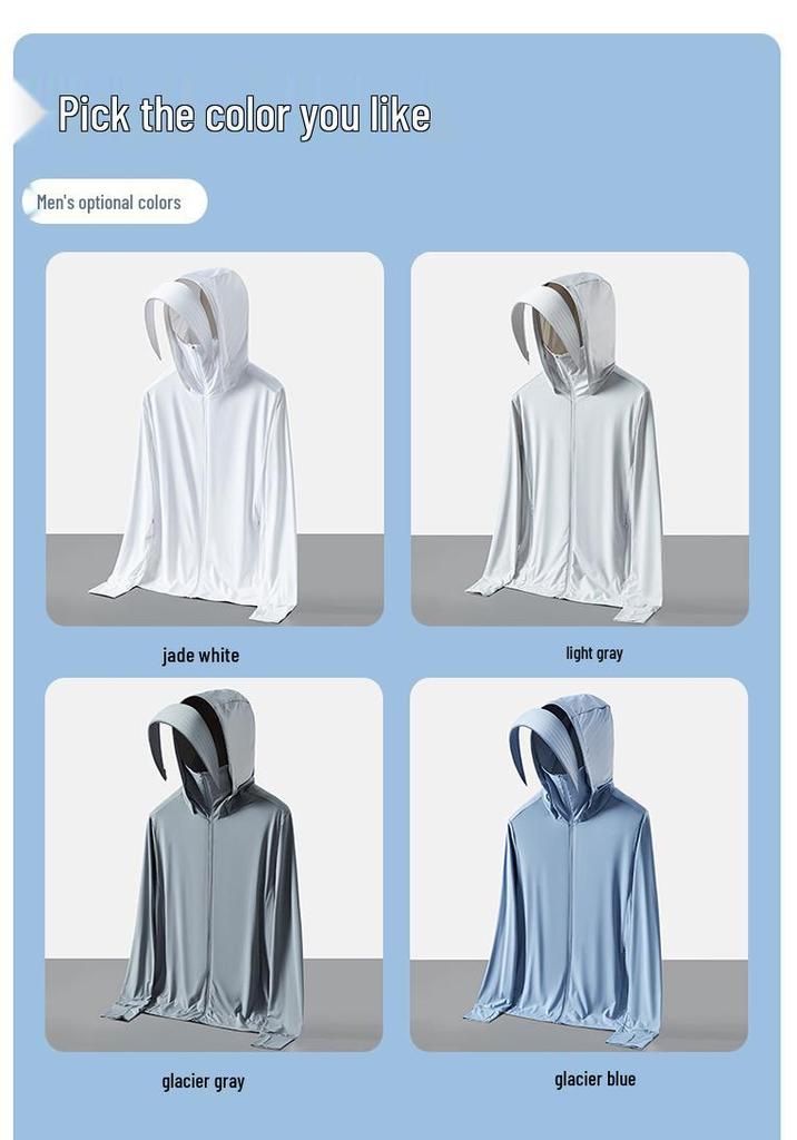 UPF50+ Summer 2024 Ice Silk Hooded Sun Protection Clothing for Couples - Cool, Breathable, Anti-UV for Men & Women