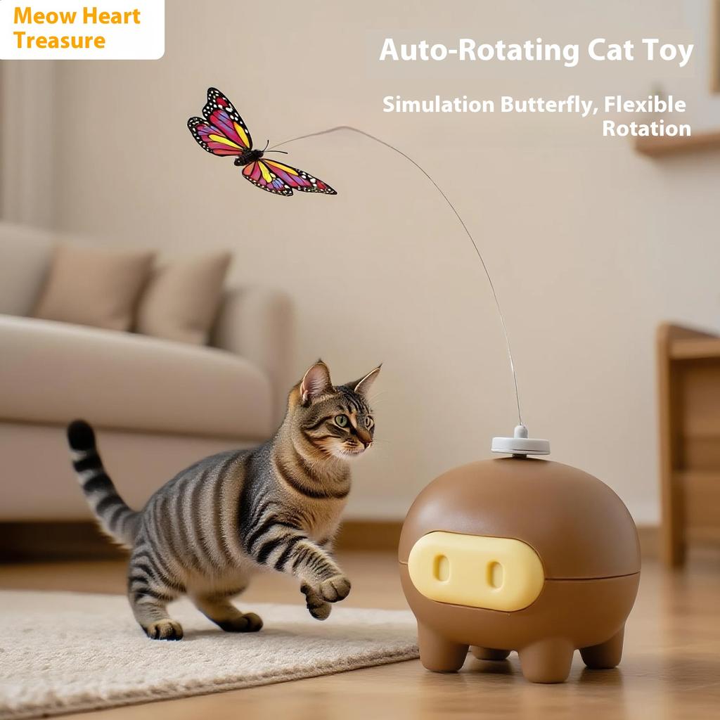 Cat toy cat teaser stick self-hi and boredom relief artifact electric small butterfly automatic rotation consumes physical strength pet toy