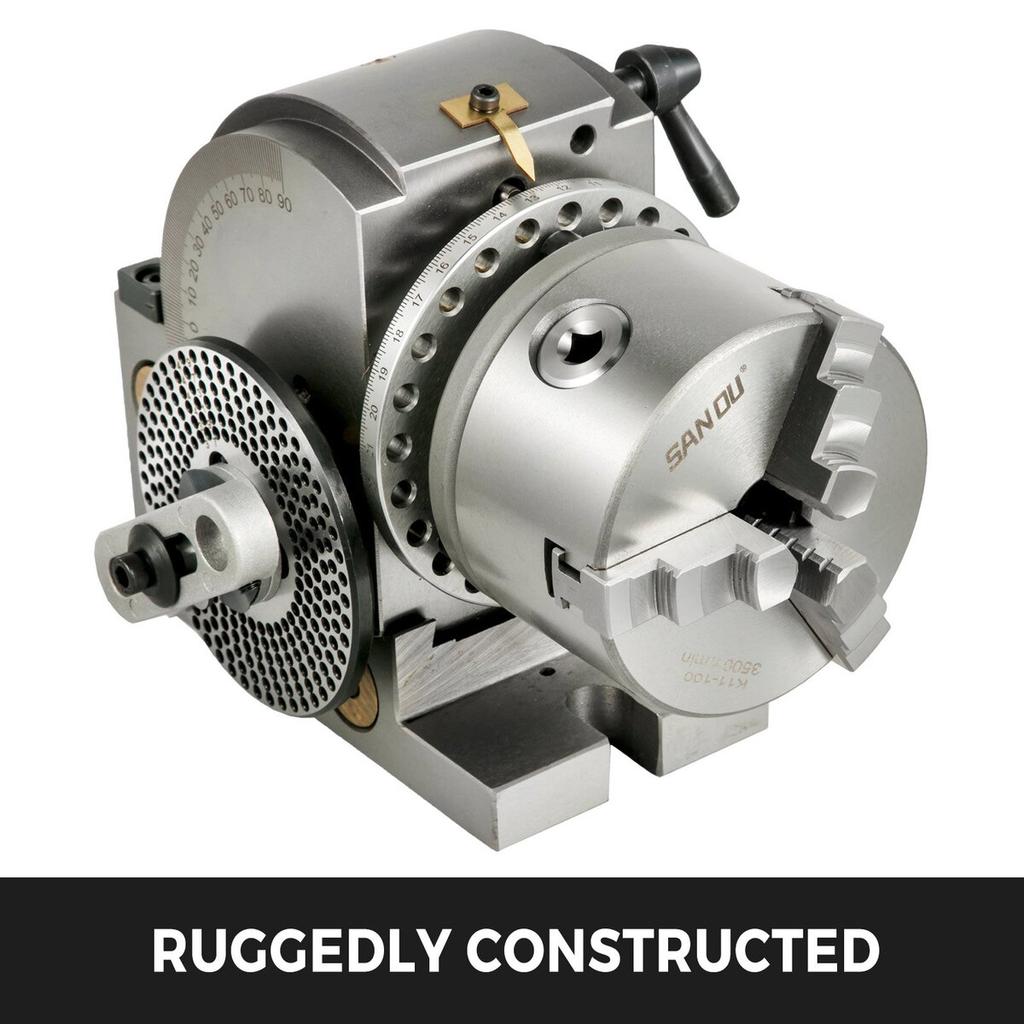 Dividing Head 4 Inch Indexing Head Milling 100MM Semi-Universal Dividing Head 4 Inch 3 jaw Chuck Dividing Head Set with Index Plates and Tailstock for