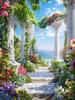 5D DIY Diamond Mosaic Seaside Needlework Painting Garden Cross Stitch Diamond Embroidery Landscape Decor For Home