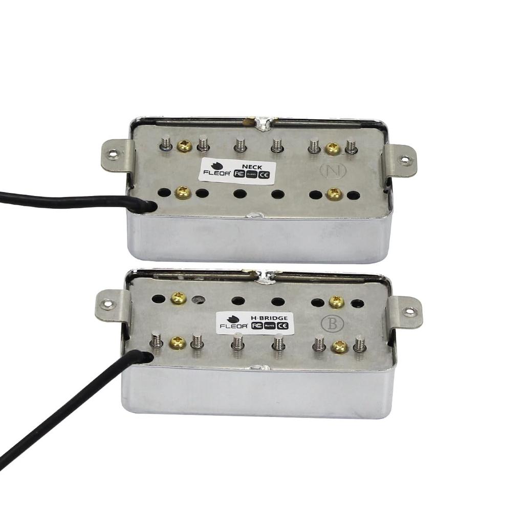 FLEOR Humbucker Pickup Ceramic Guitar Neck Bridge Pickup Set Chrome Fit Les Paul Style Electric Guitar +