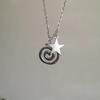 Gothic Vintage Silver Color Spiral Vortex Star Pentagram Pendant Chain Necklace For Women Men Unisex Boho Hip Hop Y2K Jewelry