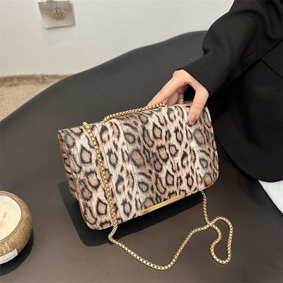 Hochwertige Tasche mit Leopardenmuster, modische Schultertasche mit Kette für Damen, vielseitige Umhängetasche für Damen