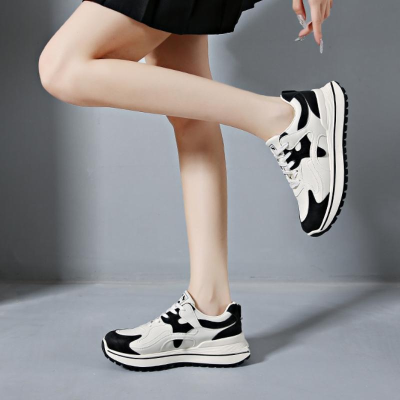 Spring and Autumn New Casual Fashion Simple Comfortable Slim Round Toe Color Block Anti-Slip Sexy Sports Shoes for Women