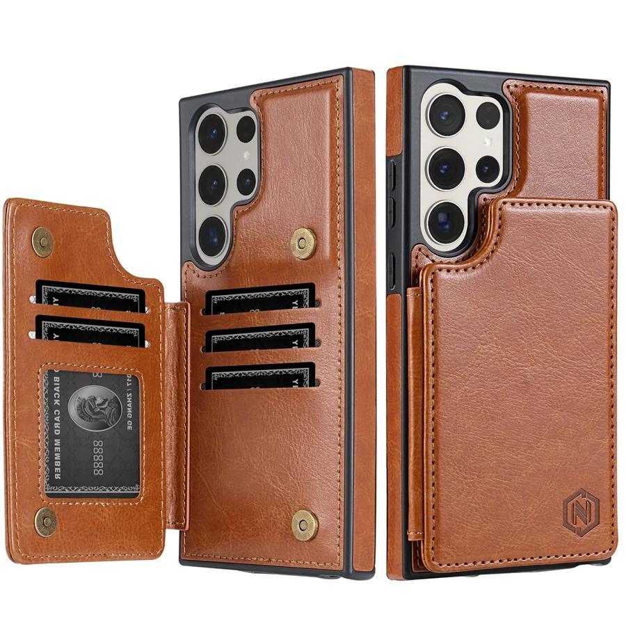 Wallet RFID Blocking Layer Protect Anti-Theft Magnetic Leather Case For Samsung Galaxy S26 Ultra S2 Plus S24 S23 S22 S21 S20 FE